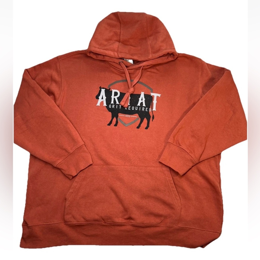 Ariat REAL Women’s XL Hoodie Rust Red Grit Required Bull Graphic Logo Pullover